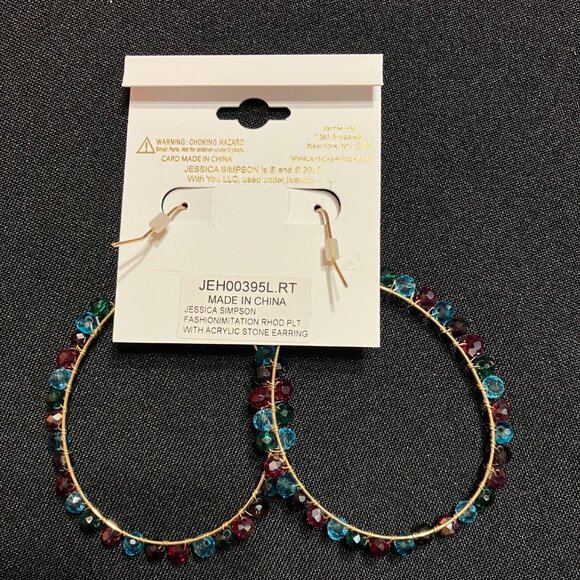 Jessica Simpson Bead Hoop Earrings - Picture 2 of 3
